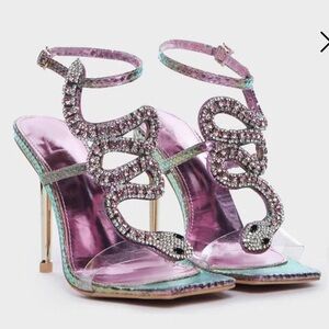 Azalea Wang Pink and Green Platform Heels
